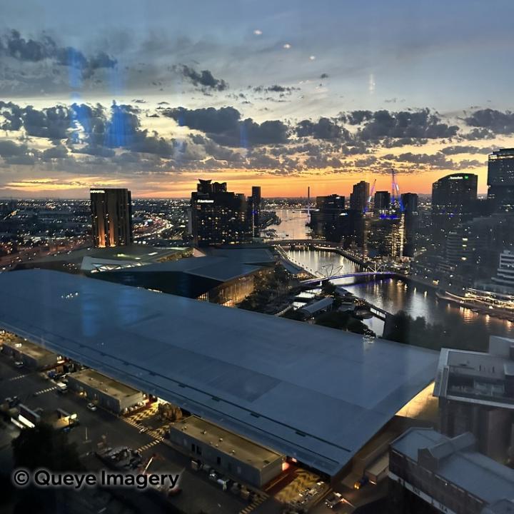 Southbank from above at dawn, Melbourne, Australia